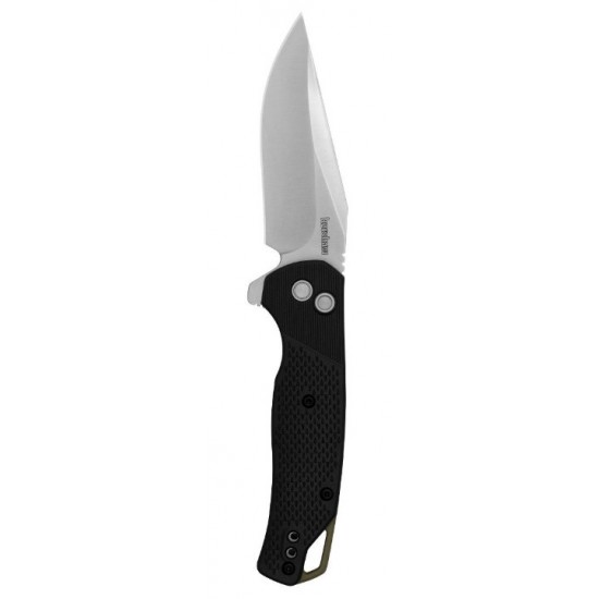 Kershaw Runoff Pocket Knife with Button Lock Mechanism, KVT Ball Bearings, 8Cr13MoV Clip Point Blade, and Satin Finish