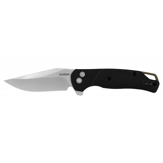 Kershaw Runoff Pocket Knife with Button Lock Mechanism, KVT Ball Bearings, 8Cr13MoV Clip Point Blade, and Satin Finish