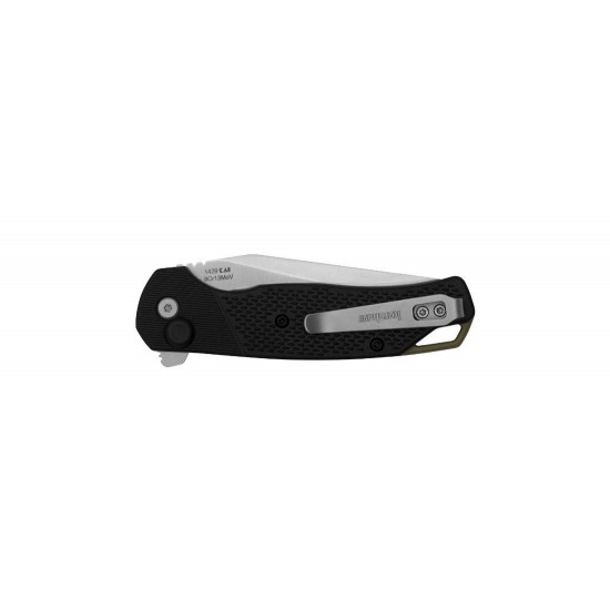 Kershaw Runoff Pocket Knife with Button Lock Mechanism, KVT Ball Bearings, 8Cr13MoV Clip Point Blade, and Satin Finish