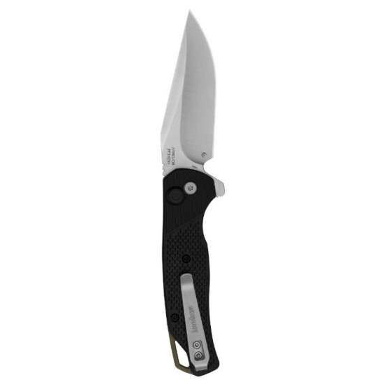 Kershaw Runoff Pocket Knife with Button Lock Mechanism, KVT Ball Bearings, 8Cr13MoV Clip Point Blade, and Satin Finish