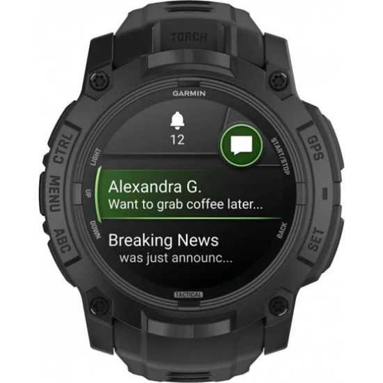 GARMIN INSTINCT 3 TACTICAL 50MM AMOLED BLACK WITH BLACK SILICONE BAND