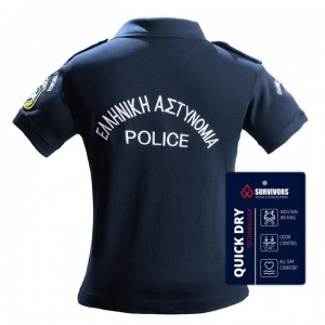 Women’s Polo Shirt Survivors Quick Dry – Hellenic Police Embroidery – Blue - 01646