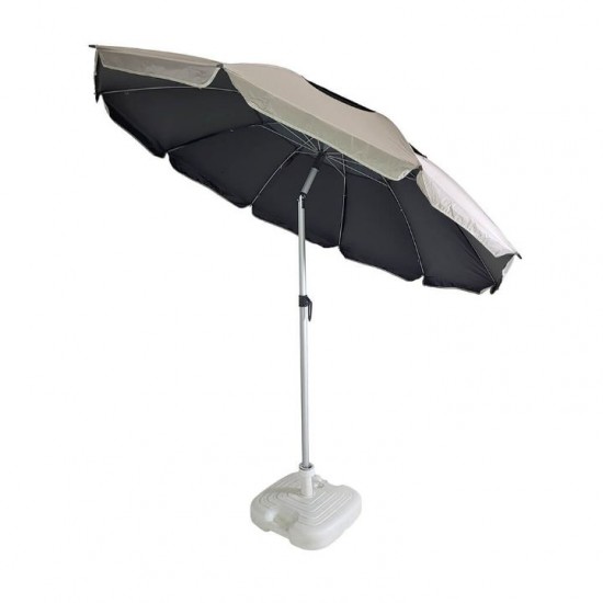 Folding Beach Umbrella with UV Protection – Summer Club Eden 200 (2m) Wind-Resistant Eden Beach Umbrella with a 200cm diameter, aluminum pole, 10 fiberglass ribs, tilt mechanism, large wind vent, and UV+50 sun protection