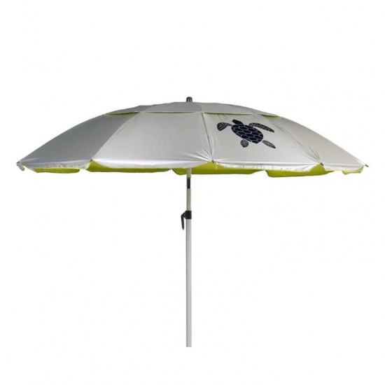 Folding Beach Umbrella with UV Protection – Summer Club Eden 200 (2m) Wind-Resistant Eden Beach Umbrella with a 200cm diameter, aluminum pole, 10 fiberglass ribs, tilt mechanism, large wind vent, and UV+50 sun protection