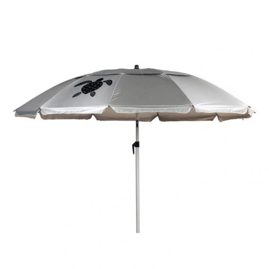 Folding Beach Umbrella with UV Protection – Summer Club Eden 200 (2m) Wind-Resistant Eden Beach Umbrella with a 200cm diameter, aluminum pole, 10 fiberglass ribs, tilt mechanism, large wind vent, and UV+50 sun protection