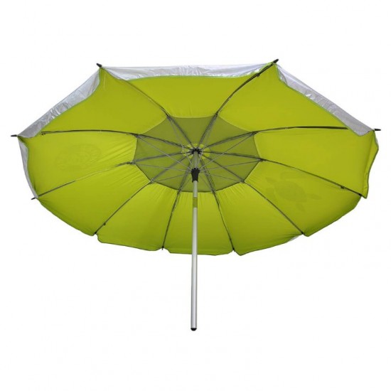 Folding Beach Umbrella with UV Protection – Summer Club Eden 200 (2m) Wind-Resistant Eden Beach Umbrella with a 200cm diameter, aluminum pole, 10 fiberglass ribs, tilt mechanism, large wind vent, and UV+50 sun protection