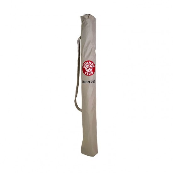 Folding Beach Umbrella with UV Protection – Summer Club Eden 200 (2m) Wind-Resistant Eden Beach Umbrella with a 200cm diameter, aluminum pole, 10 fiberglass ribs, tilt mechanism, large wind vent, and UV+50 sun protection
