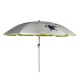 Folding Beach Umbrella with UV Protection – Summer Club Eden 225 (2.25m) Eden Beach Umbrella with a 225cm diameter, aluminum pole, 10 fiberglass ribs, tilt mechanism, large wind vent, and UV+50 sun protection.