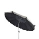 Folding Beach Umbrella with UV Protection – Summer Club Eden 225 (2.25m) Eden Beach Umbrella with a 225cm diameter, aluminum pole, 10 fiberglass ribs, tilt mechanism, large wind vent, and UV+50 sun protection.