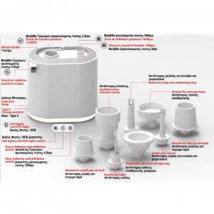 Alpin DoubleForce 5C2 - Επαναφορτιζόμενη Διπλή Τρόμπα Αέρα 100kPa & Φανάρι