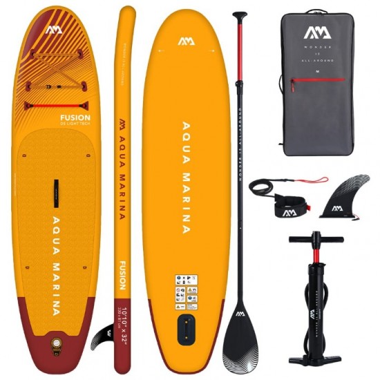 Φουσκωτή σανίδα SUP Aqua Marina Fusion 10'10'' (#28343). Τεχνολογία DS Light, φορτίο 150kg, διπλό Red Strap, μετατροπή σε kayak & πλήρης εξοπλισμός