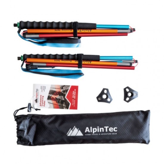 Πτυσσόμενα μπατόν πεζοπορίας & trail running Alpintec Runner από αλουμίνιο 7075. Ελαφριά, συμπαγή (33-34 cm), με λαβή EVA & σύστημα γρήγορης ανάπτυξης