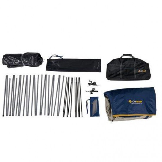 OZtrail Hightower Mansion 6P – 6-Person Family Camping Tent with Large Awning