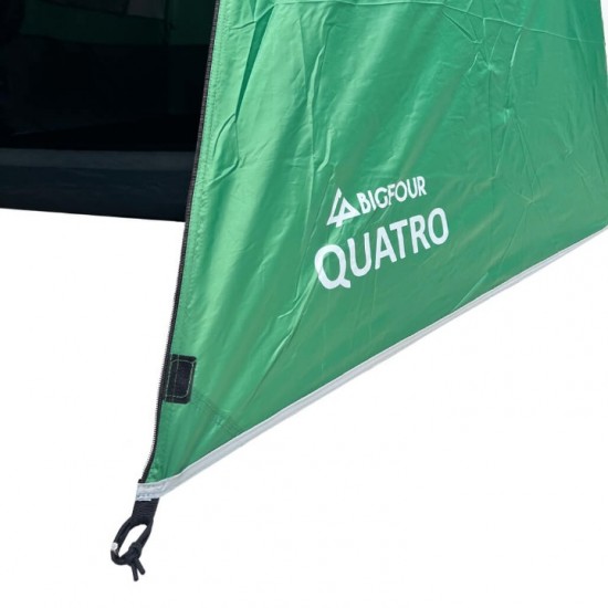 Σκηνή Camping 4 Ατόμων με Διπλό Πανί & Προθάλαμο Bigfour Quatro - 220x240x180cm Bigfour Quatro - Ευρύχωρη Σκηνή Διπλού Πανιού με Προθάλαμο, Silver Επίστρωση UV+50 & Αδιαβροχοποίηση 2000mm